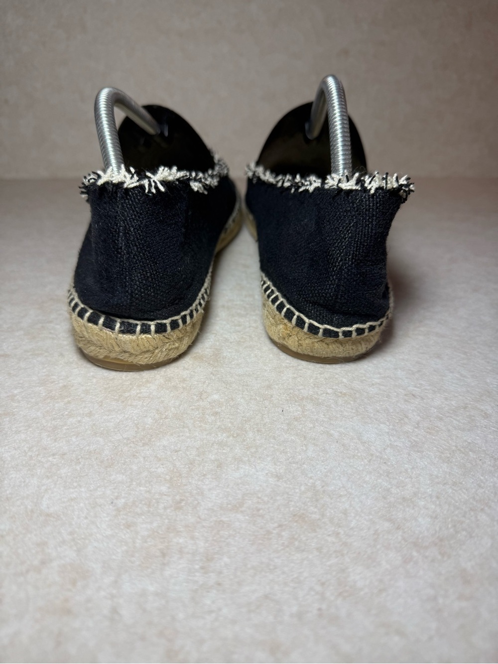 Patricia Green Black Tan Espadrille Mules Flats Loafers Frayed Trim Size US 10 - Picture 6 of 10